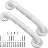 Rackickyer 12 Inch White Anti-Slip Shower Grab Bars, 1.25" Diameter 2 Pack | 304 Stainless Steel, Anti-Slip Grip, For Bathtub and Bathroom, Handicap Safety Grab Bar for Seniors Elderly, Screws Included