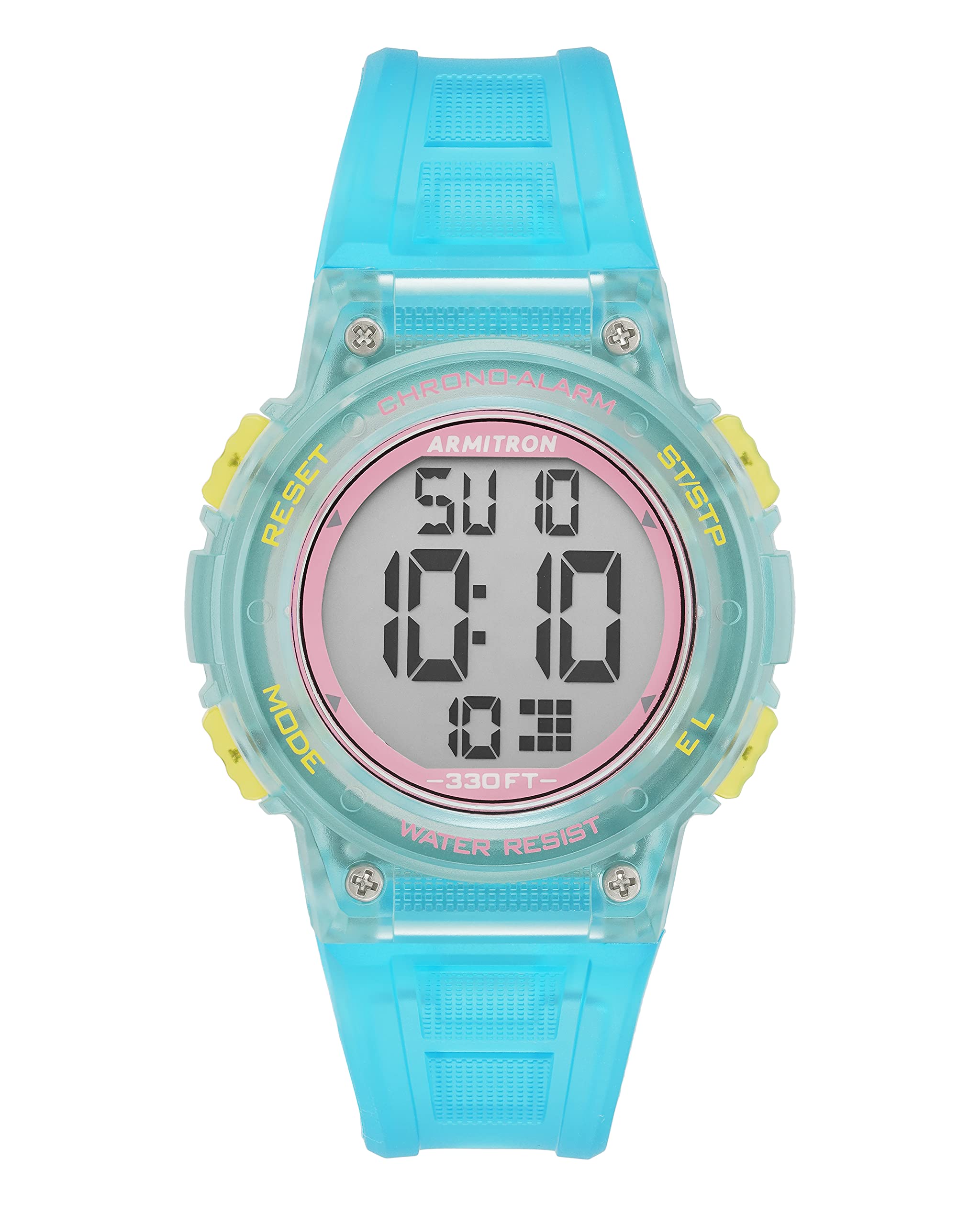 Armitron Sport Women's Digital Chronograph Resin Strap Watch, 45/7086, Translucent Blue, Chronograph,Digital
