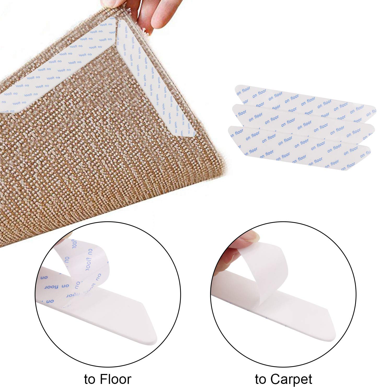ACMEDE Rug Gripper Non Slip Anti Curling Rug Stoppers Keeps Rug Corner Flat Carpet Anchors for Indoor Reusable Carpet Gripper 8 PCS 7.08 x 1.18 x 0.07 inch