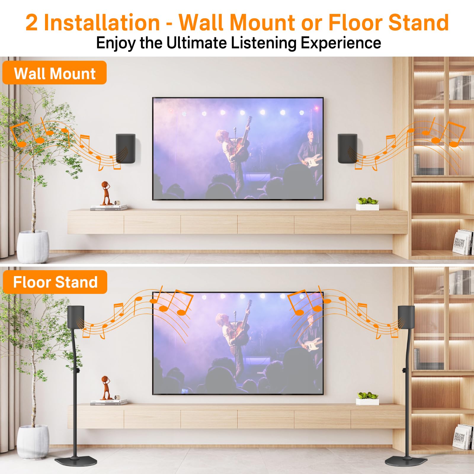 Universal Surround Sound Speaker Stands Pair Height Adjustable Extend 33