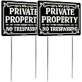 Faittoo No Trespassing Signs Private Property With 42" Stake For Outside 4 Pack 10 X10 Video Surveillance Sign Rust Free Reflective Aluminum - View #8