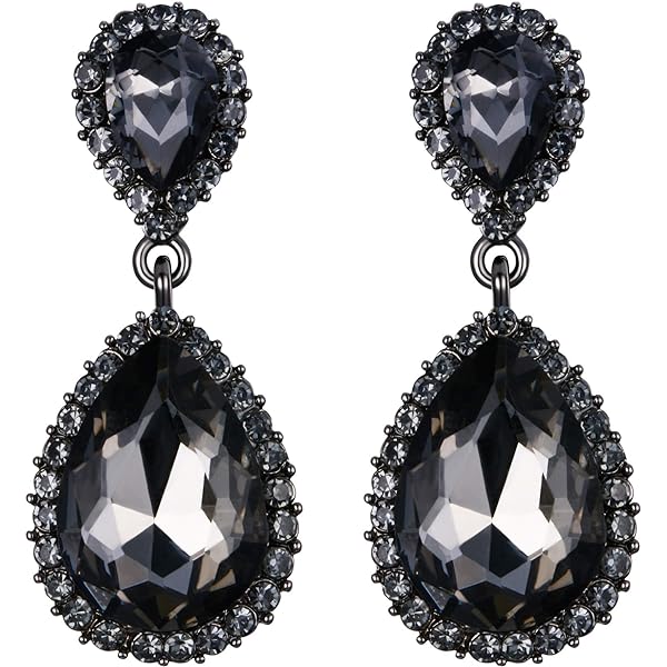 EVER FAITH Women's Austrian Crystal Double Water Drop Pierced Earrings, Crystal, Rhinestone