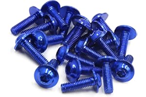 ACROPIX 20pcs M6 x 20mm Blue Aluminum Alloy Motorcycle Hex Socket Head Bolts Bumper Screws Universal Replacement Car Parts