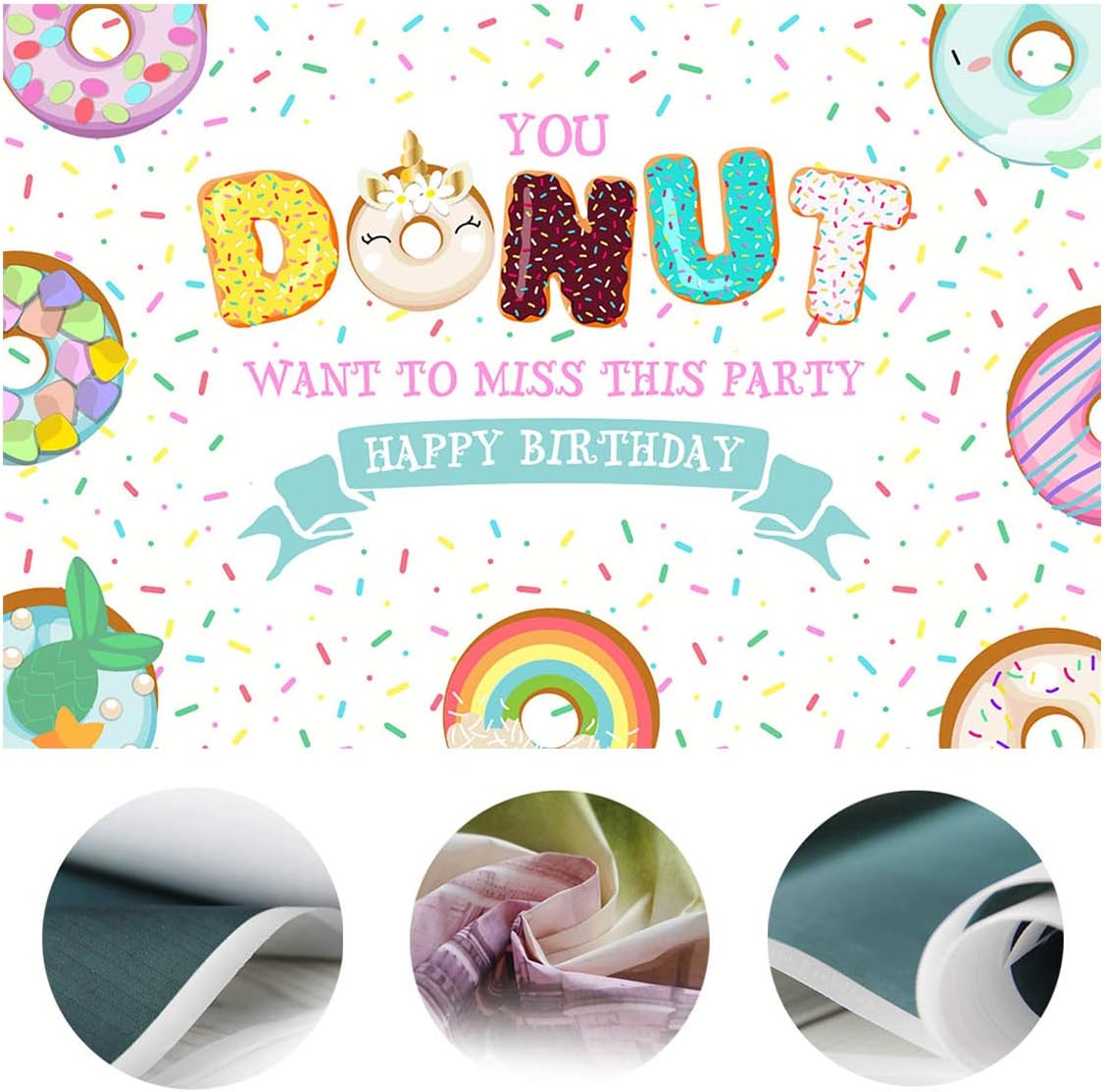 Amazon Com Mocsicka Donut Backdrop Birthday Party Unicorn Donut