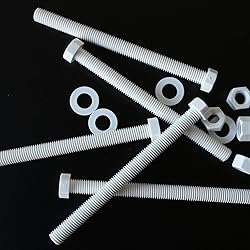 5x White Hexagon Head Screws Polypropylene