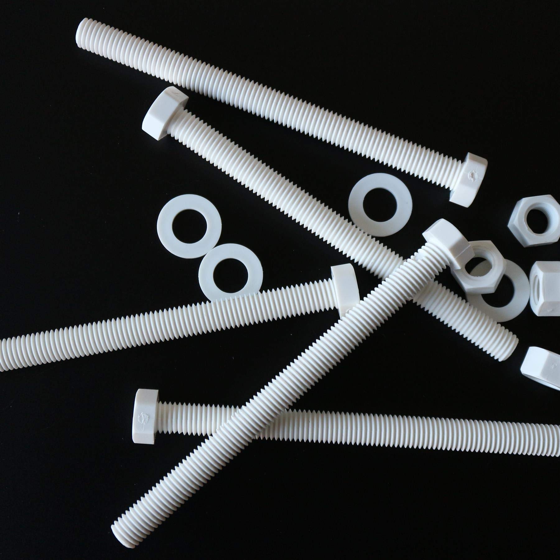 5x White Hexagon Head Screws Polypropylene