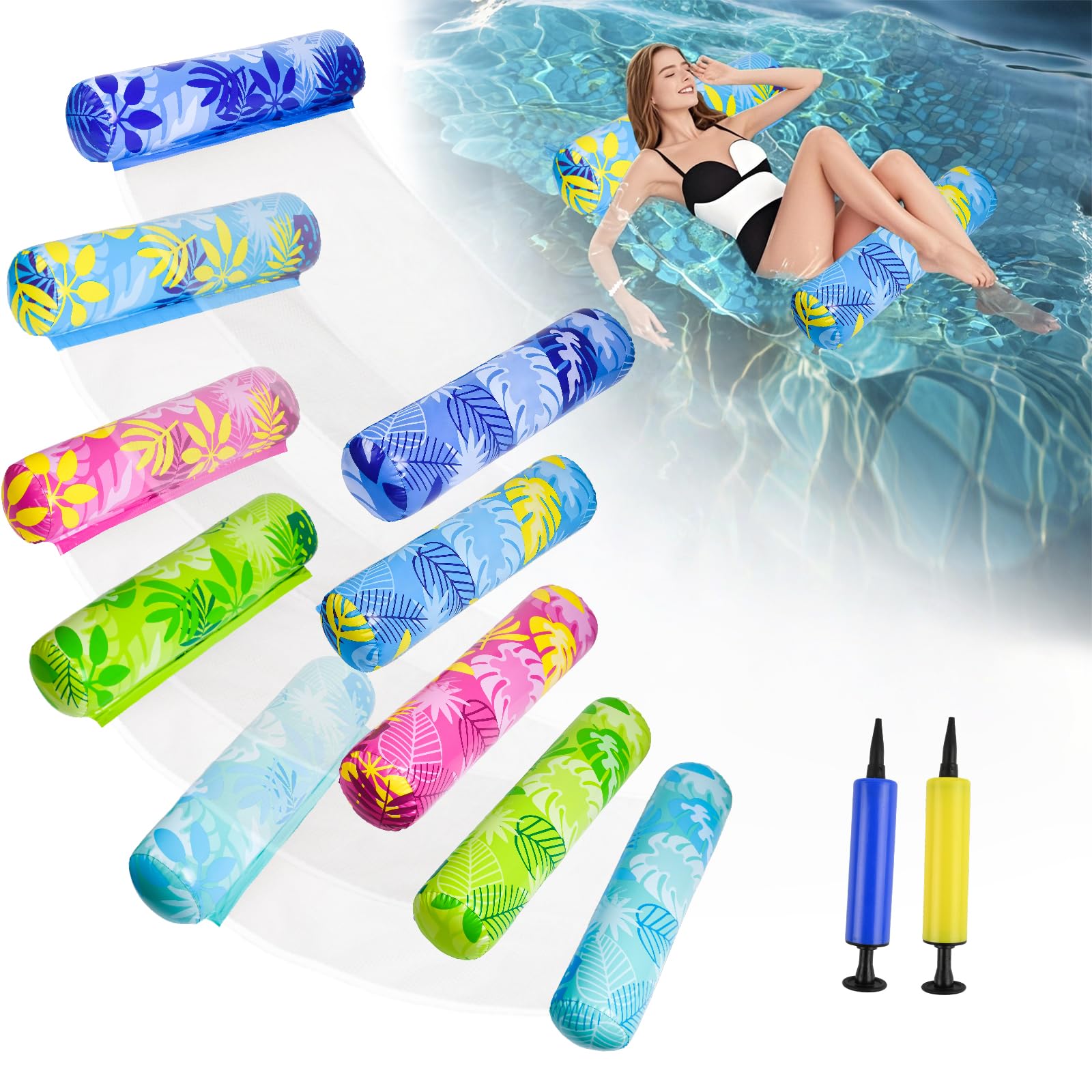 CLPCLP Inflatable Pool Floats Adult，5 Pack Multi-Purpose Pool Float Water Hammock，Pool Float Chair-Swimming Pool Raft，Pool Hammock Floaties for Adults Beach Vacation Essentials