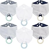 CUXFLS Baby Bandana Bibs & Teethers 6-Pack, 100% Organic Cotton, Absorbent & Soft, Unisex for Daily Use & Teething Relief.