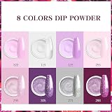 Wakaniya 8 Color Clear Pink Glitter Dip Powder Nail Set Starter Kit Base Top view 2