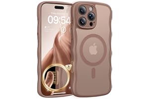 TAURI Magnetic for iPhone 16 Pro Max Case, Cute Wavy Design [Full Camera Protection] [Compatible with Magsafe] Anti-Slip Translucent Matte Case for iPhone 16 Pro Max for Women Girls, Desert Brown