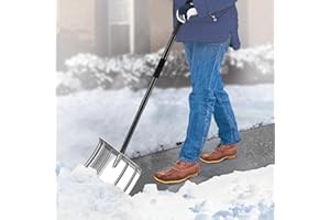Snow Shovel for Driveway, 53/66 inches Aluminum Snow Pusher Shovel Heavy Duty Metal Snow Shovels for Car Home Garage Garden