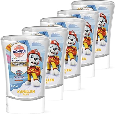 Sagrotan Kids No-Touch Nachfüller Kamille – Für den automatischen Seifenspender – 5 x 250 ml Handseife