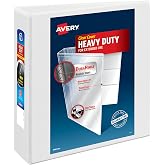 Avery Heavy-Duty View 3 Ring Binder, 3" Slant Rings, 1 White Binder | For School, Home and Office Use, DuraHinge Tear-Resistant Spine, DuraEdge Split-Resistant Sides, Linen Texture Finish
