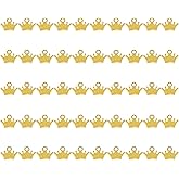 PPhtony Small Metal Vintage Crown Princess Charms for Pendant Earring Bracelet Necklace Keychain Jewelry Making Christmas Halloween Party Favor Handmade Craft Project, 50PCS
