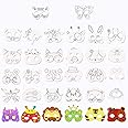 DIY Blank Paper Graffiti Masks，Kids Jungle Animal Coloring Masks