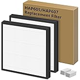 HAP605 Replacement Filters for XenonLab HAP605 HAP607 and for FreAire HAP605 HAP607 Air Purifier, 3-in-1 HAP607 HEPA Filter with Activated Carbon for Home with Extra 6pcs Aroma Pads, 2 Packs