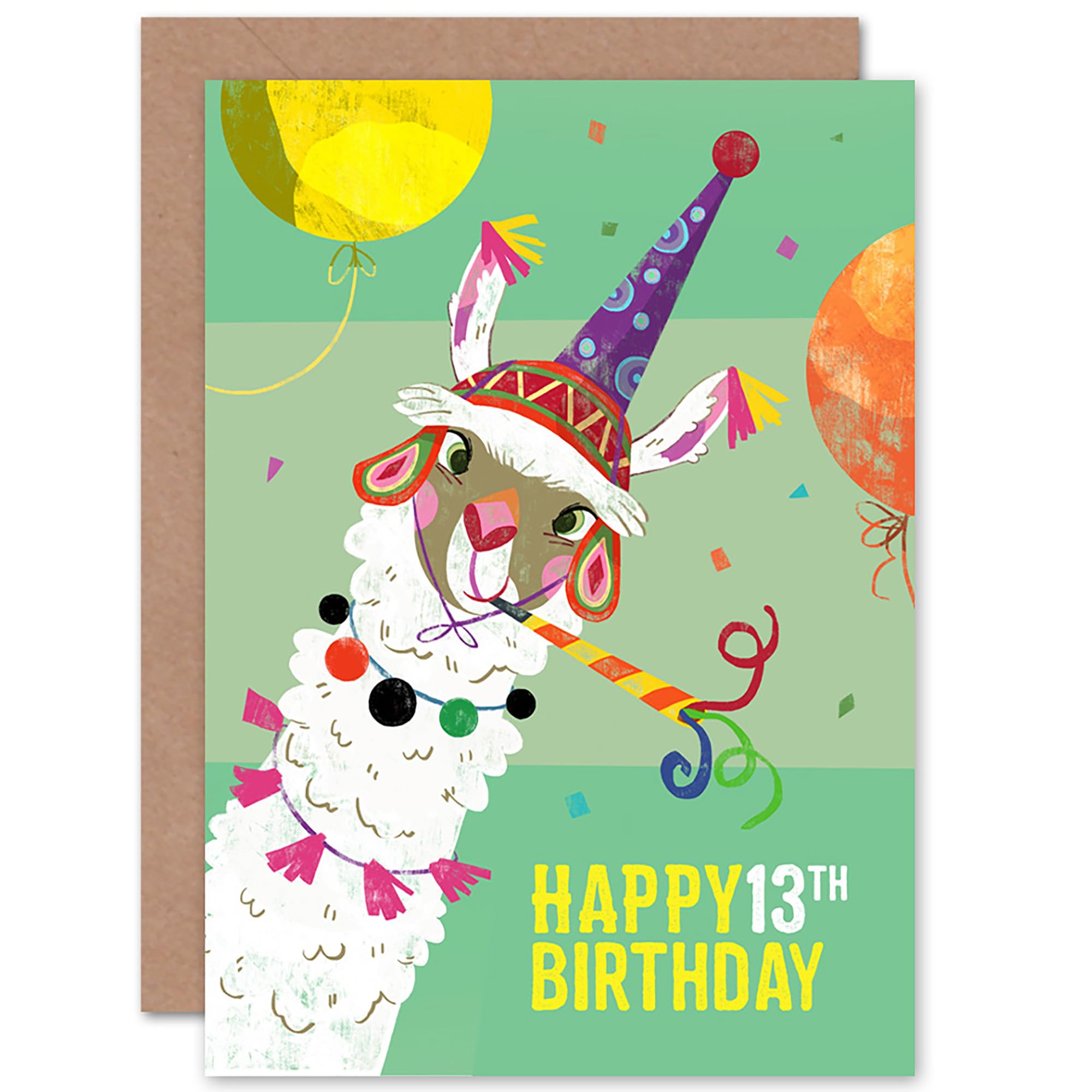 Wee Blue Coo Llama Party Birthday 13th Greetings Card