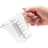 1 Cup Liquid Measuring Cup with Ounces, Food-Grade Plastic Measuring Cup with Permanent Laser-Etched Markings, Clear Single Measuring Cup