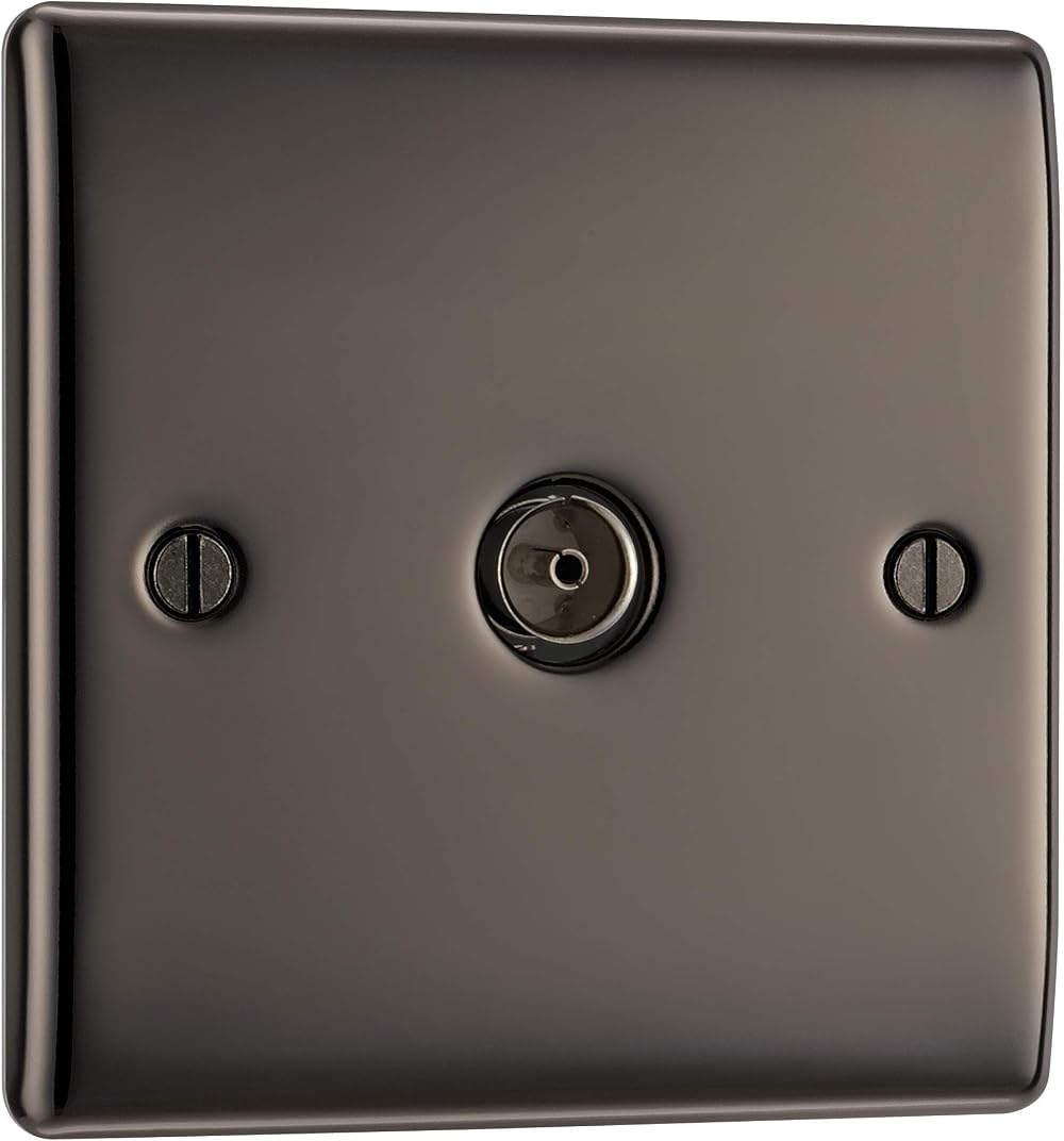 BG Electrical Single Co-Axial Socket Black Nickel by British General