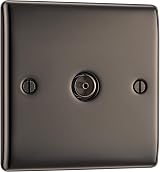 BG Electrical Single Co-Axial Socket Black Nickel by British General