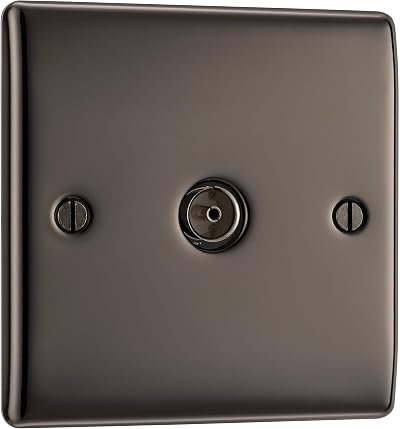 BG Electrical Single Co-Axial Socket Black Nickel by British General