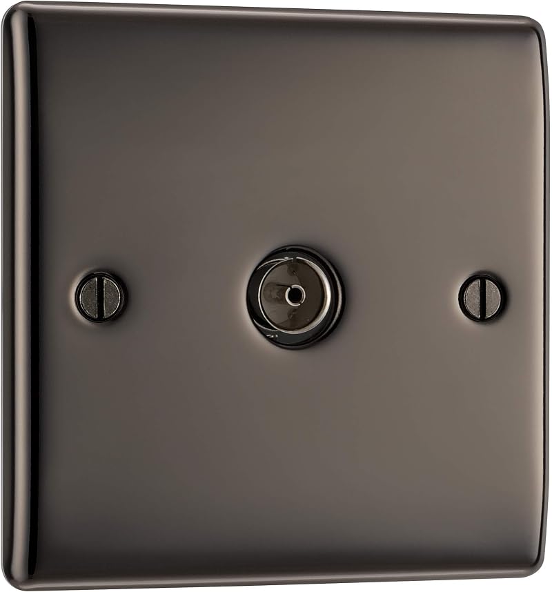 BG Electrical Single Co-Axial Socket Black Nickel by British General