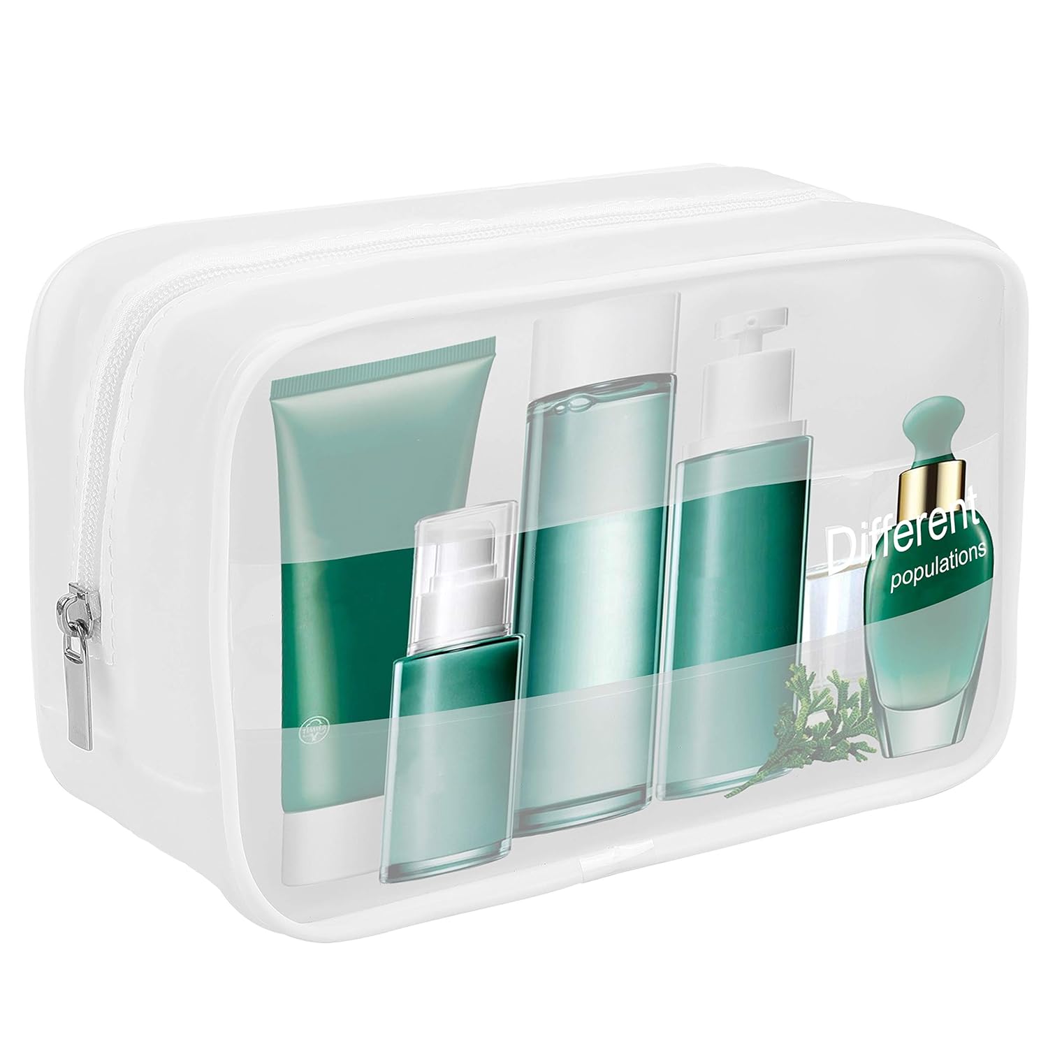 Clear Toiletry Bag Large size TSA Approved Travel Luggage Pouch Carry On Clear Airport Airline Compliant Bag Waterproof Cosmetic Bag for Women and Men,Frosted white