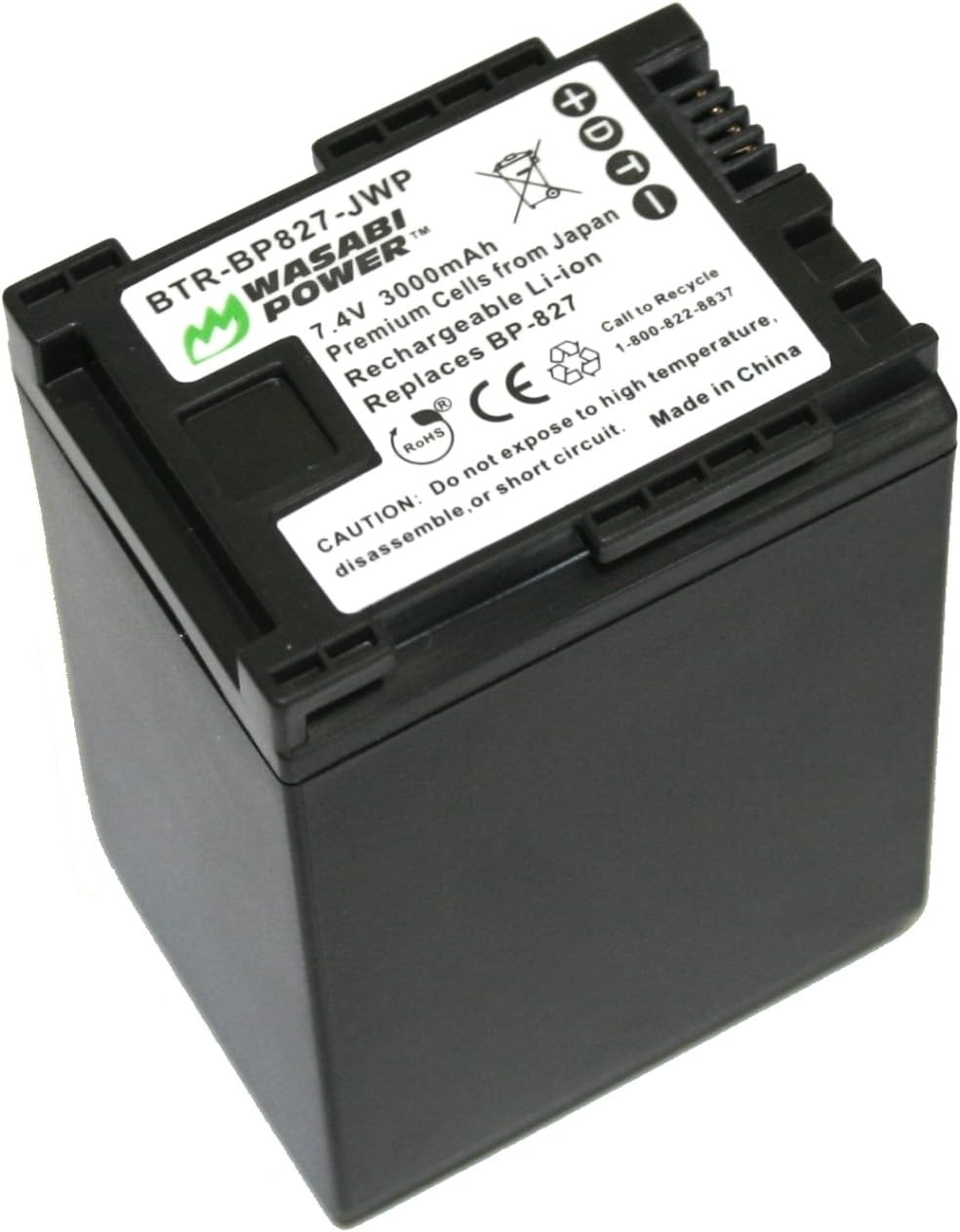 Battery for Canon BP-827 (3000mAh) and Canon VIXIA HF G10, HF G20, HF M30, HF M31, HF M32, HF M40, HF M41, HF M300, HF M400, HF S10, HF S11, HF S20, HF S21, HF S30, HF S100, HF S200, HF10, HF11, HF20, HF21, HF100, HF200, HG20, HG21, HG30, XA10