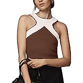 Sujama Color Block Criss Cross Halter Tank Women Summer Y2k Sexy Cut Out Sleeveless Backless Cami Shirt Tops 2025