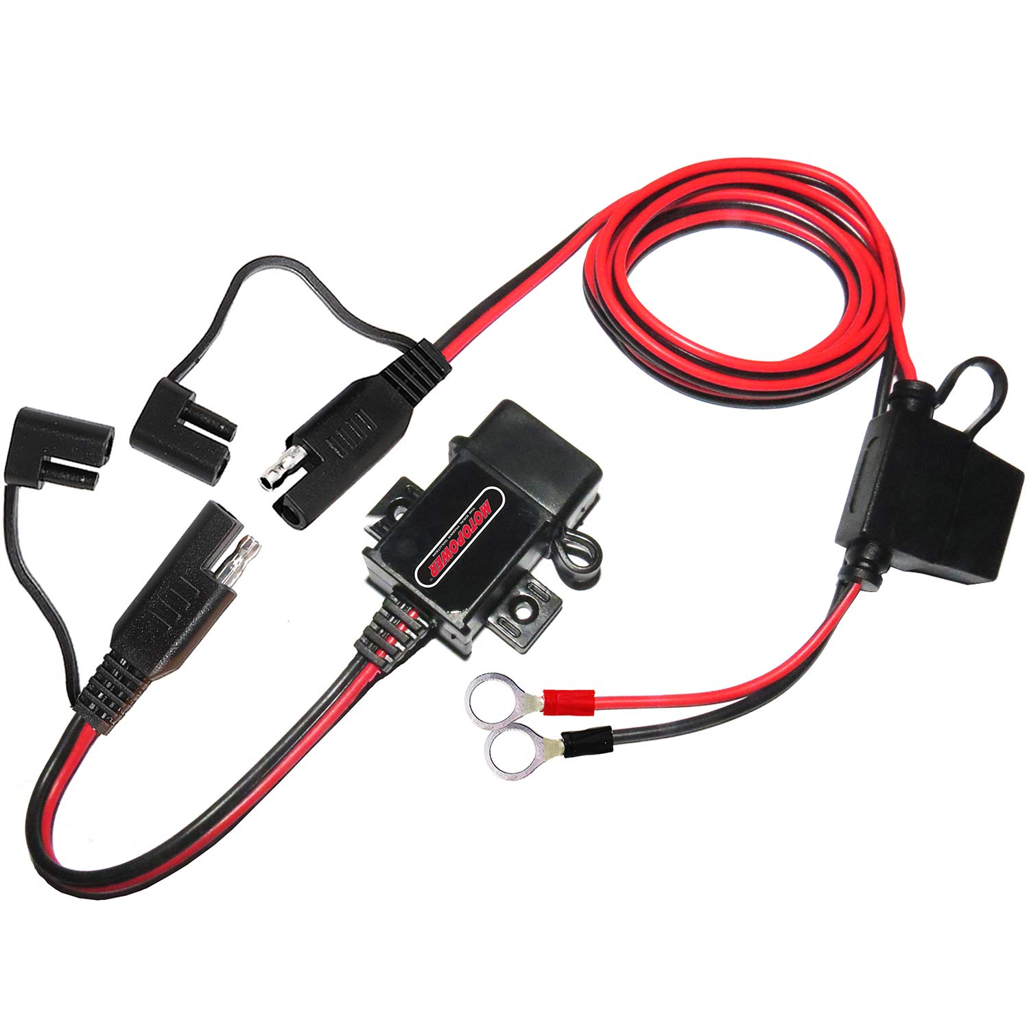 3.1Amp USB Charger Kit with SAE connector caps for Phone Tablet GPS charging on motorcycle