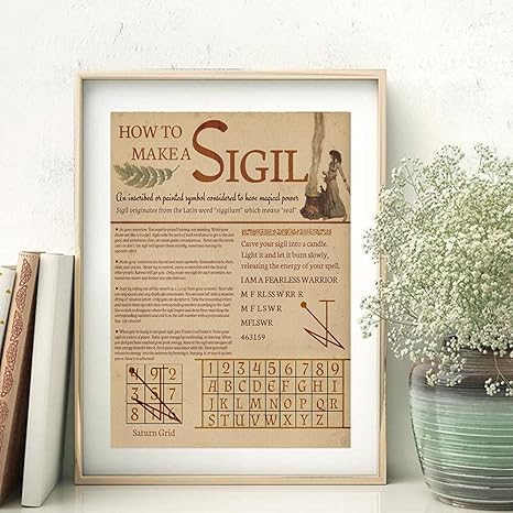 Amazon 印章の作り方ポスターヴィンテージ本のページ壁アートパネル 魔法知識絵アンティーク神秘的なキャンバス絵画インテリア魔術版画リビング部屋装飾画50x70cmフレームなし アートフレーム ポスター オンライン通販