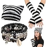 3Pcs Therian Gear Emo Accessories Therian Gloves Cat Ear Beanie Stackable Bracelets Cute Therian Stuff for Women