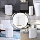 ELPHECO 9L Slim Wireless Motion Sensor Bathroom Trash Can White Gold Trim view 6