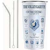 Volleyball Gifts 20oz Insulated Tumbler with Lid, Stainless Steel Travel Mug, Double-Wall Vacuum, BPA-Free, Gifts for Mom Coach Player Team, Senior Night, Leak-Resistant, Fits Most Car Cup Holders