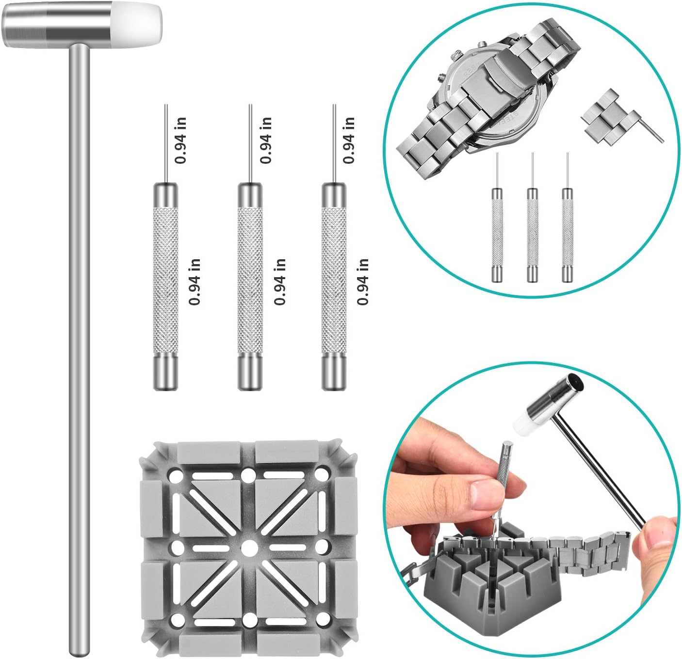 Unamela Professional Watch Repair Kit, Watch Band Tool Link Pin Remover Set, Including Watch Back Case Opener, Spring Bar and Operation Manual, Suitable for Battery Replacement and Strap Adjustment: Home Improvement