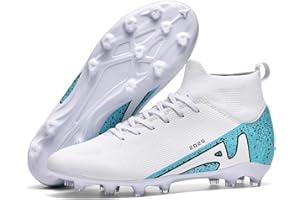 XJIODF Men's Soccer Shoes High-Tops Lace-Up Non-Slip Spikes Indoor Football Futsal TF Turf Cleats