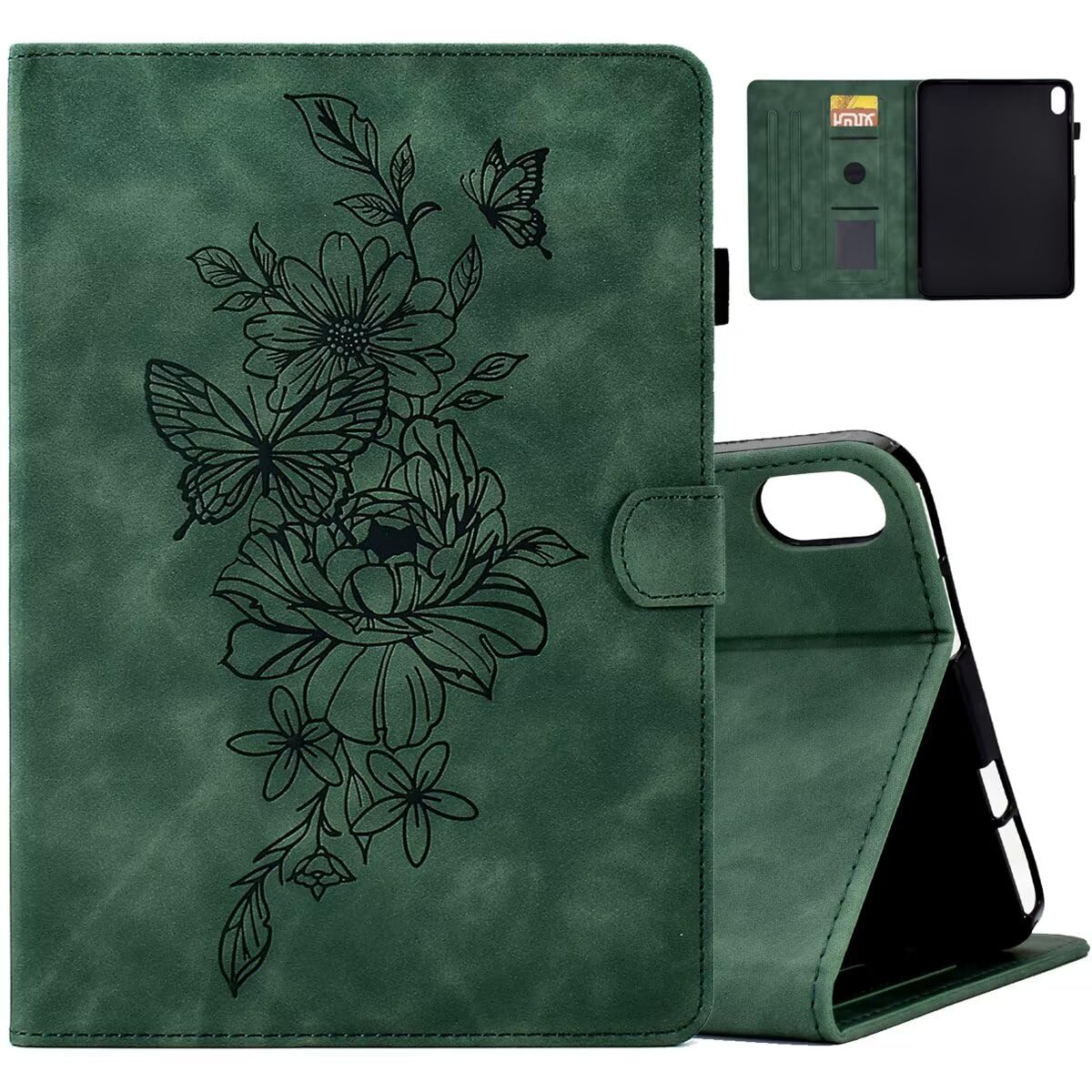 MOKASE Case for iPad (A16) 11th Generation 11 inch 2025 / iPad 10th Generation 10.9 Inch 2022, Suede Leather Multi-Angle Stand Shell, Auto Wake/Sleep Cover with Pen Holder & Card Slots, Green — image 1