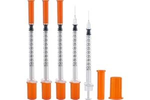 Atsuhut 0.5ml Syringes with Needle - 31 Gauge 0.5cc 1/2-Inch (13mm), Individually Wrapped, Box of 100