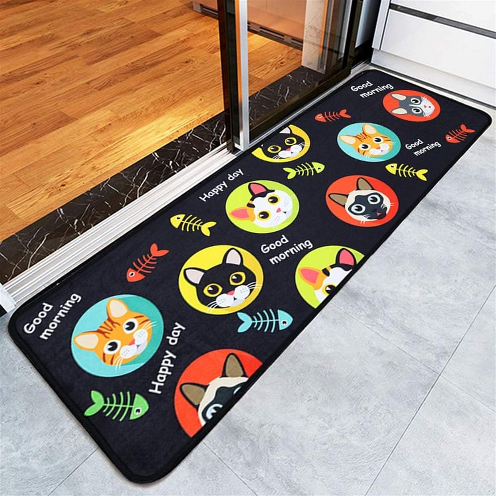 Insun Kitchen Floor Mat Non Slip Washable Doormat Floor Runner Bathroom Area Rug Modern Pattern Carpet Cats 3 60x160cm