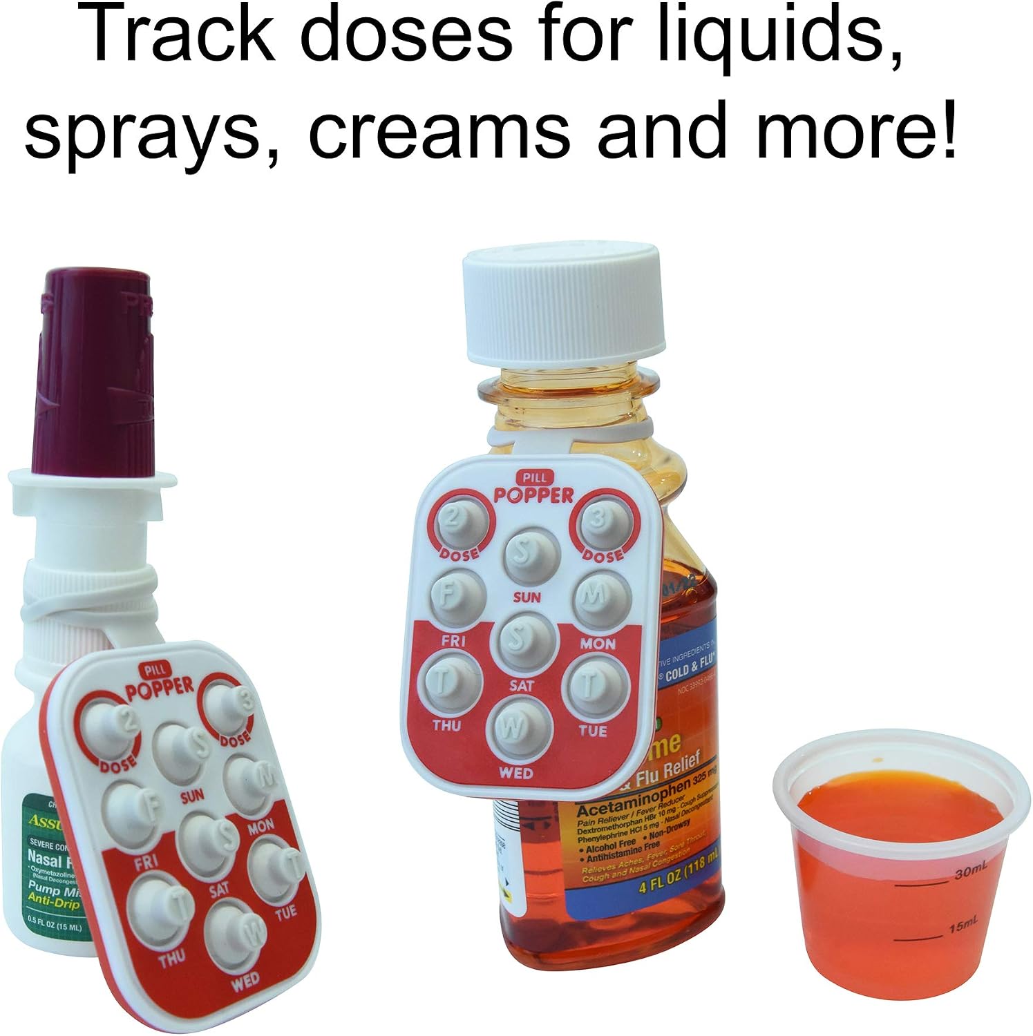 Pill Popper Medication Tracker, Daily Pill Reminder, Small and Portable Memory Aid with Buttons, Attaches to Pill Container - Image 5