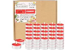 FCLAYVTS 100 Pack Scented Tealight Candles 4 Hours, Strawberry Aromatherapy Candles for Votive Home, Wedding Holiday and Emergency (Red)
