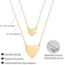 WFYOU Gold Heart Necklace for Women Dainty Tiny 14k