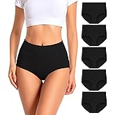 dmuveo Womens Cotton High Waisted Underwear Full Coverage Panties Ladies Briefs Multipack (Regular & Plus Size)