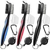 POIKSHARK Golf Club Brush and Club Groove Cleaner with Retractable Zip-line and Aluminum Carabiner Cleaning Tools