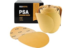 BELINOVA 100PCS 6 inch PSA Sanding Discs 80 Grit Self Adhesive Sticky-Back Sandpaper for DA Sander Orbital Sander Aluminum Oxide Sanding Disc Roll for Woodworking Metal Finishing