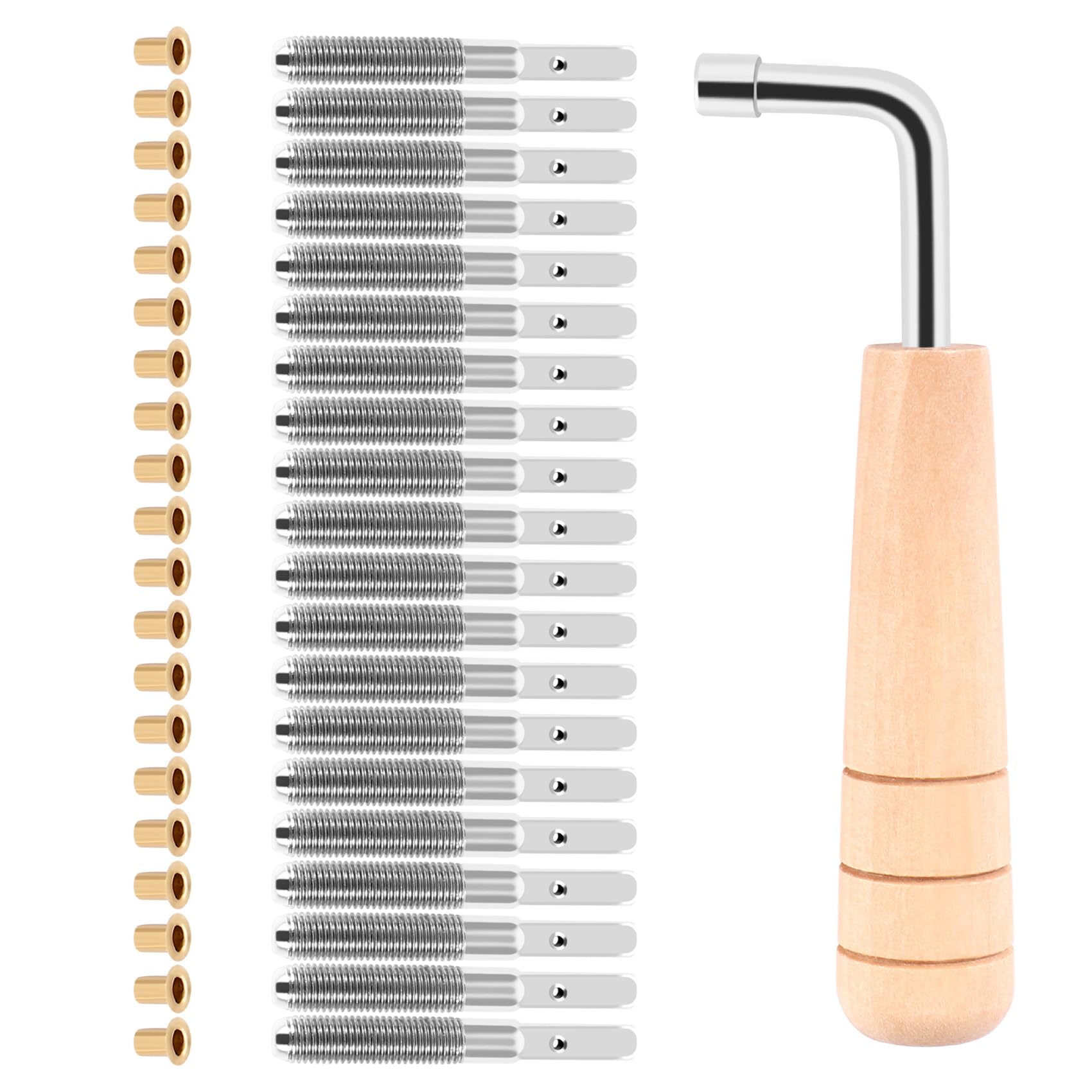 Wobekuy Lyre Harp 20 Pcs Tuning Pin Nails & 20Pcs Rivets with L-Shape Tuning Wrench