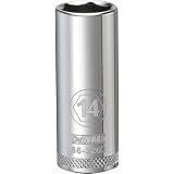 DEWALT 1/4" Drive 14mm Deep 6-Point Socket - Chrome Vanadium, Lifetime Warranty