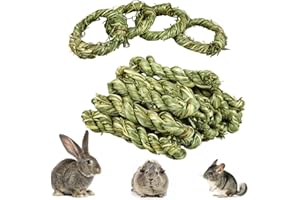 Rabbit Chew Toys, Small Animal Treats Natural Timothy Hay Twists and Timothy Grass Rings for Pet Snacks Molar Teeth Grinding 
