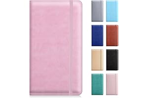 Pisypox Checkbook Cover for Personal Checkbook，Pu Leather Check Book Covers for Women and Men，With Pen holders and Elastic Bands & Built-in Clear Plastic Divider for Duplicate Checks，Pink
