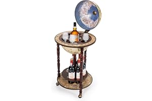 Goplus Globe Bar, 17.5” Globe Bar Liquor Cabinet with Wheels, Bottom Shelf, Old World Map, 16th Century Italian Replica Bar Globe, Retro Wine Stand, Globe Bar Cart for Dining Room Living Room Home